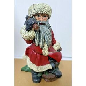 HTF 7" Vintage TT 1408 Pecan Resin Santa Claus Figurine Axe Christmas Tree EUC